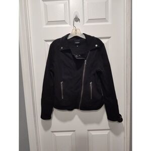 Liverpool Bradford Moto Denim Jacket Size M Black Women's Zipper Pockets